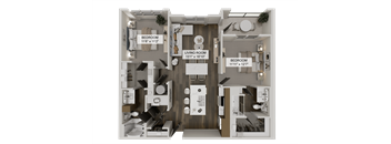B1I Two bedroom floor plan at The Gilmore Apartments, Gilbert, Arizona