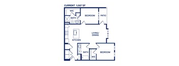 a floor plan of a bedroom apartment at Drift, Daytona Beach, Florida