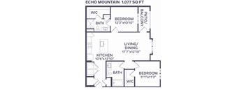 B1B Echo Mountain Floor Plan  at Notch66, Longmont, 80504