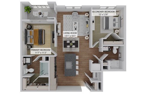 2 bed 2 bath floor plan at The Concord Apartments, Sarasota , 34240