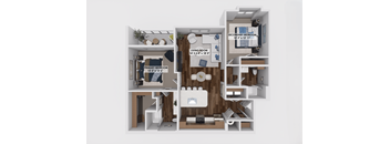 Two bedroom apartment 3D floor plan with balcony at The Maverick Luxury Apartments, Monument