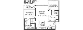 B2EndUnit Floor Plan at Apex, Colorado Springs, CO