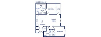 a floor plan of a two bedroom apartment at Drift, Daytona Beach, FL, 32117