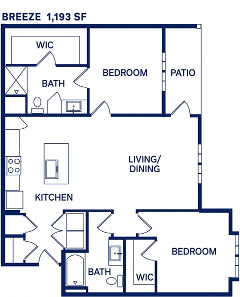 a floor plan of a two bedroom apartment at Drift, Daytona Beach, FL, 32117