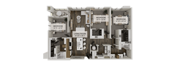 C1C Three bedroom floor plan at The Residences at The Gilmore Apartments, Gilbert