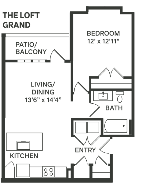 floor plan the paramount floorplan apartment homes for rent  at The Depot, Raymore, 64083