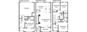 Geode Floor Plan at Slate at Fishers District, Indiana, 46037