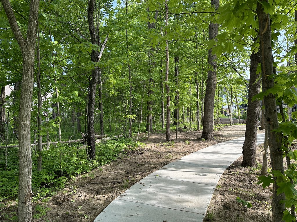 a walking path through the woods in a park at The BLVD at Wilson Crossings, Wyoming, MI 49418