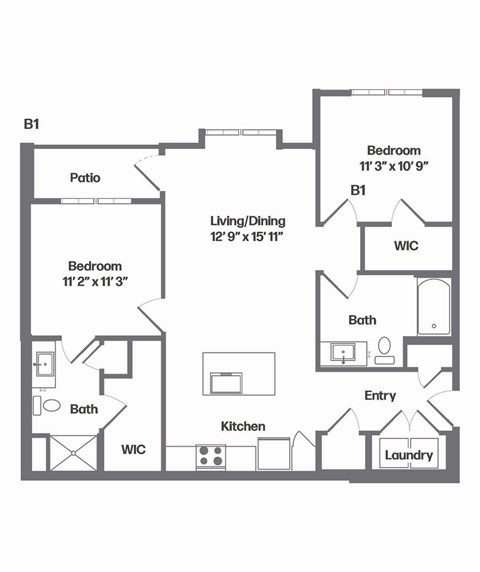 B1 Floor Plan at Watermark at Urban Blu, Panama City Beach, 32407