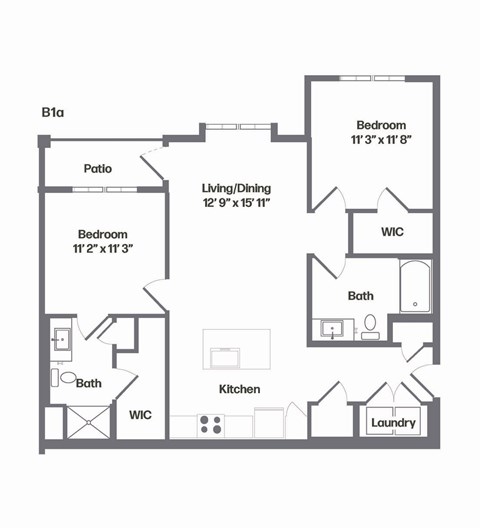 B1a Floor Plan at Watermark at Urban Blu, Panama City Beach, Florida