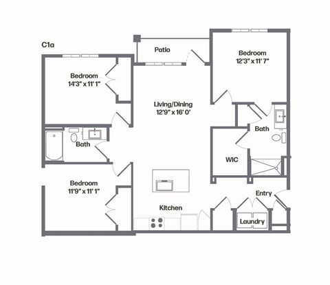C1a Floor Plan at Watermark at Urban Blu, Panama City Beach, FL, 32407