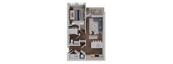 1 bed 1 bath A2 Floor Plan at The Quinn Luxury Apartment Homes, Pensacola, 32526