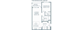 floor plan of a bedroom apartment with a bathroom and a living room at The Quarry, Fort Collins, CO