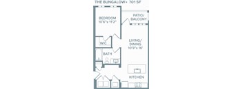 floor plan of a bedroom apartment with a bathroom and a living room at The Quarry, Fort Collins, 80526