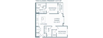 a floor plan of a bedroom apartment with a bathroom and a living room at The Quarry, Colorado, 80526