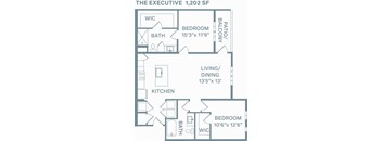 a floor plan of a bedroom apartment with a bathroom and a living room at The Quarry, Colorado