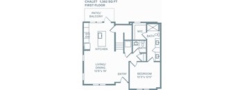 a floor plan of a house with a living room and a kitchen at The Quarry, Fort Collins, 80526