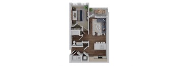 1 bed 1 bath A1 Floor Plan at The Quinn Luxury Apartment Homes, Pensacola, 32526