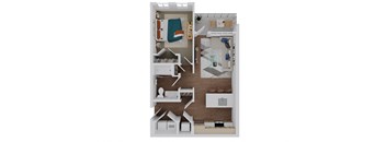 1 bed 1 bath A1p Floor Plan at The Quinn Luxury Apartment Homes, Pensacola, FL