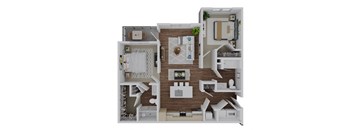 2 bed 2 bath B1 Floor Plan at The Quinn Luxury Apartment Homes, Pensacola, Florida