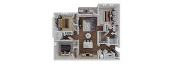 3 bed 2 bath C1 Floor Plan at The Quinn Luxury Apartment Homes, Pensacola, FL, 32526