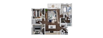 3 bed 2 bath C2 Floor Plan at The Quinn Luxury Apartment Homes, Pensacola, Florida