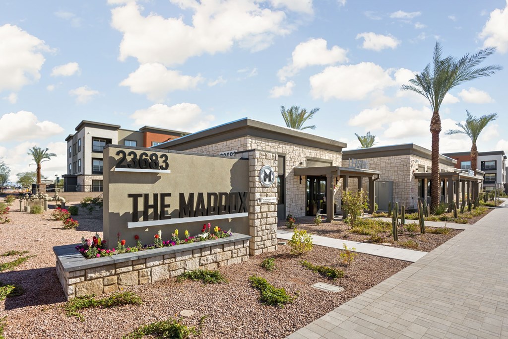 The Maddox sign at The Maddox Luxury Apartments, Buckeye, AZ, 85326