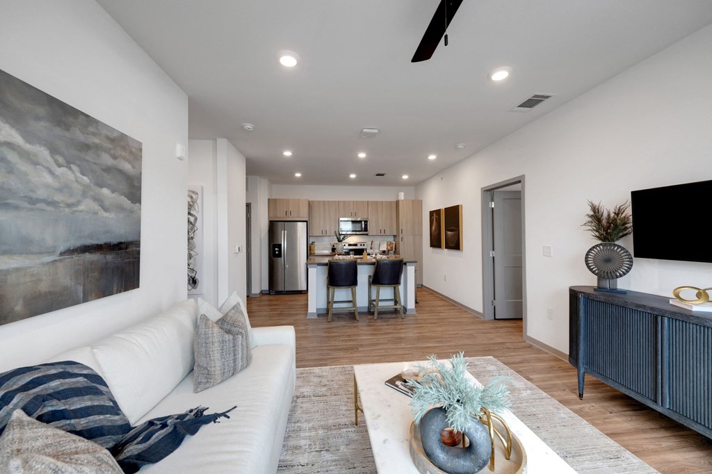 Living Room With Kitchen at The Depot, Raymore, MO, 64083