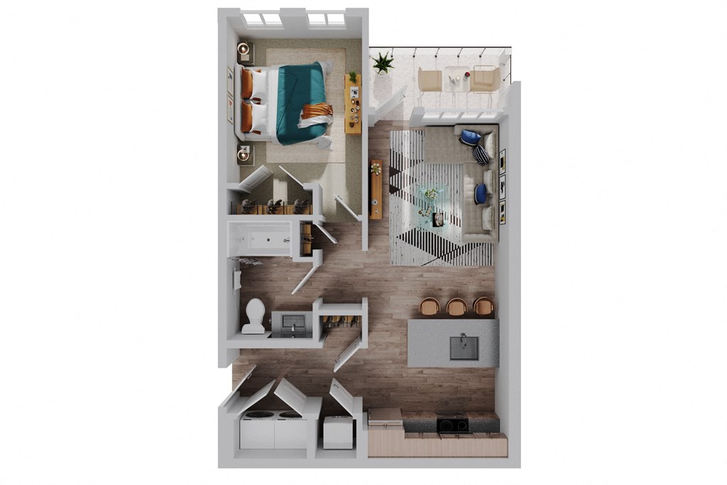 bedroom floor plan of a 2100 sqft apartment  at The Quinn, Pensacola