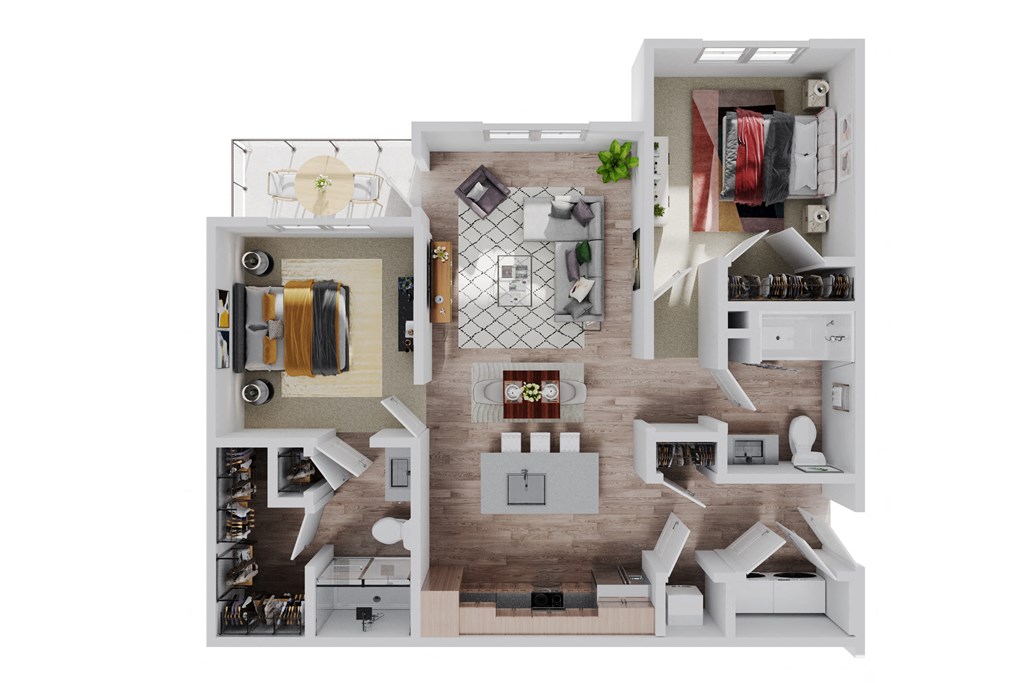 2 bedroom floor plan  the crossings at city center apartments  at The Quinn, Pensacola, Florida