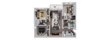 3 bed 2 bath floor plan at The Quinn, Pensacola