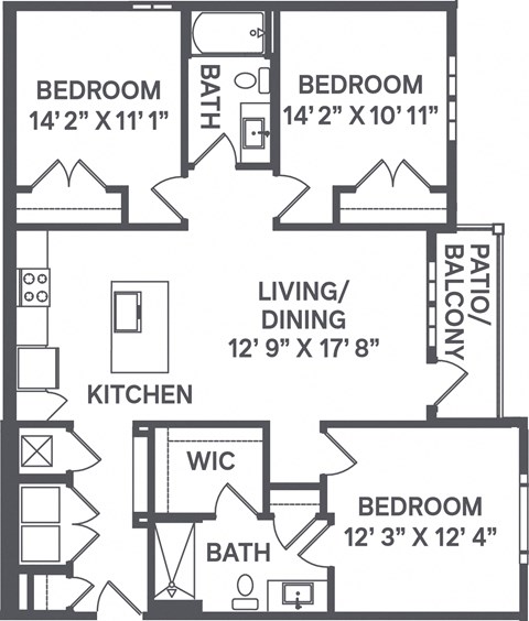 C1A Floor Plan at Upland Flats, Colorado Springs, 80922