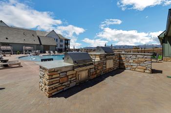 Pool and grilling station at Upland Flats, Colorado, 80922