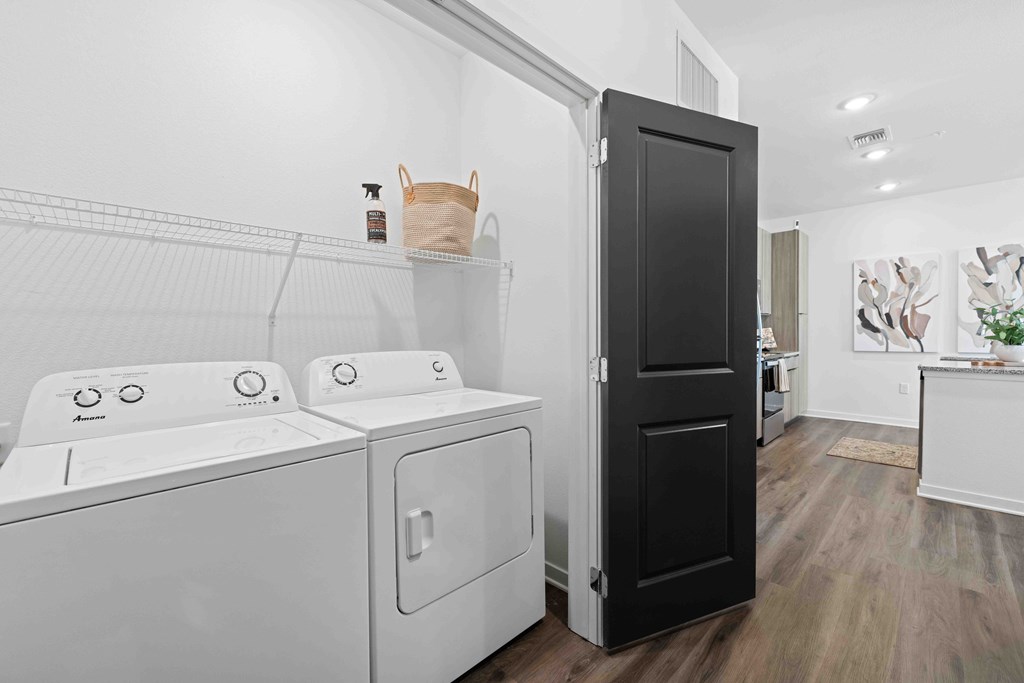 A black door is in the middle of a white wall.