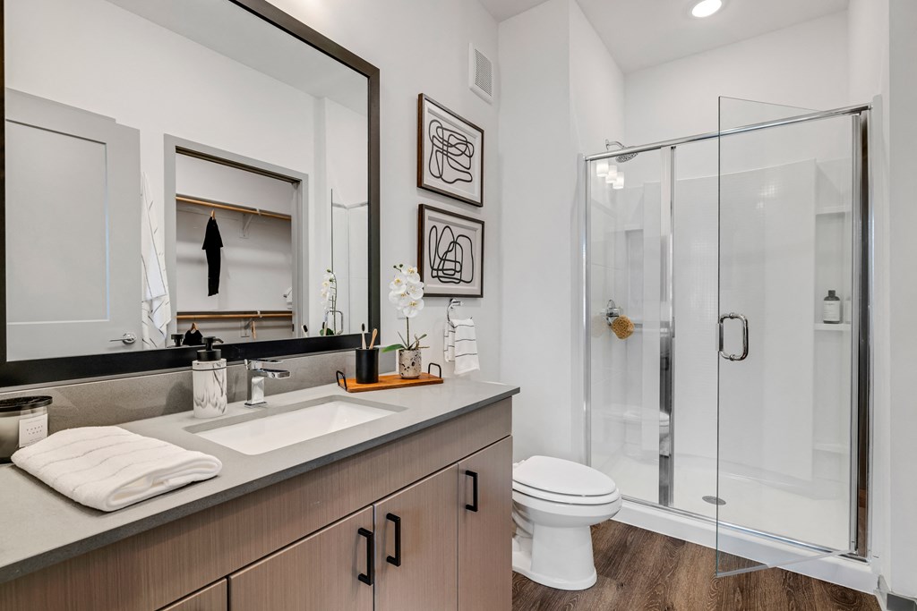 a bathroom with a toilet sink and shower  at Prism at Diamond Ridge, Pennsylvania, 15108