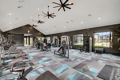 the gym at the enclave at woodbridge apartments in sugar land, tx  at Prism at Diamond Ridge, Moon Township