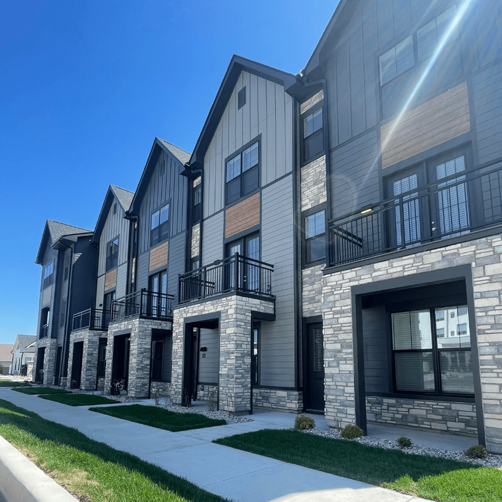  A row of townhomes at Slate at Fishers District, Fishers, IN