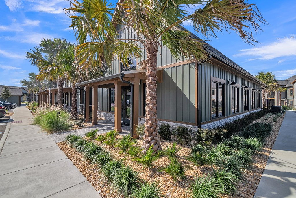 the exterior of a building with palm trees and a sidewalk at Canter, Ocala, FL, Florida, 34474