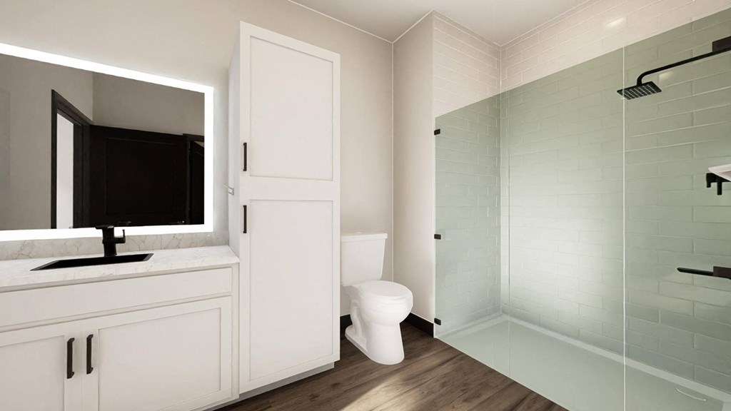 a white bathroom with a toilet and a tv in it at Stella, San Tan Valley, AZ
