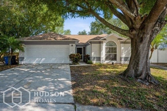 Hudson Homes Management Single Family Home For Rent Pet Friendly 11224 Bramblebrush St Tampa FL 33624 3 bedrooms 2 bathrooms carpet high ceilings stainless steel appliances ceiling fans dishwasher refrigerator microwave granite countertops attached garage - Photo Gallery 1