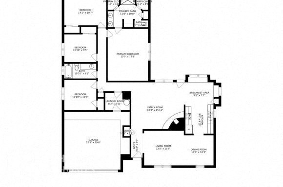 the floor plan of the house has bedrooms and baths
