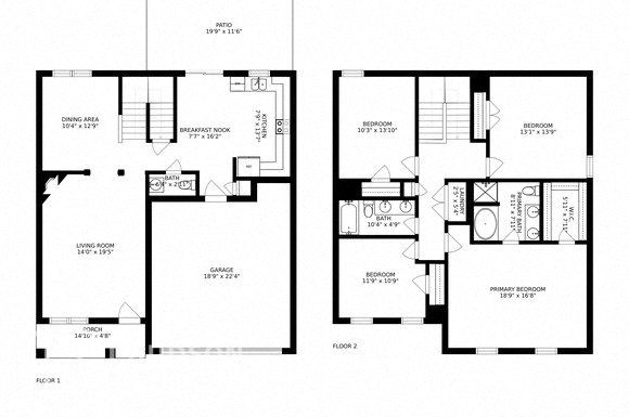 floor plan of the first and second floors of a house