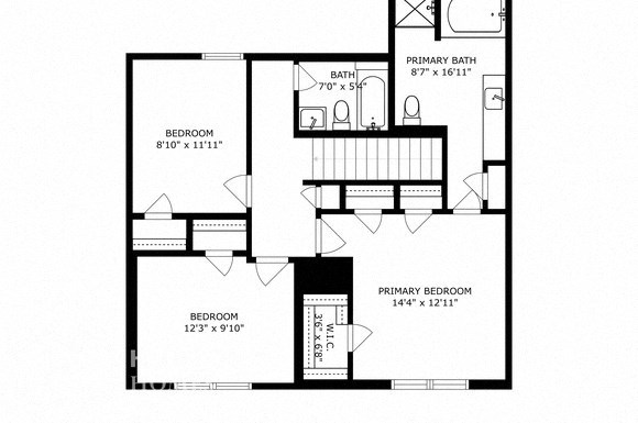 floor plan of the second floor of a house with a garage and a balcony