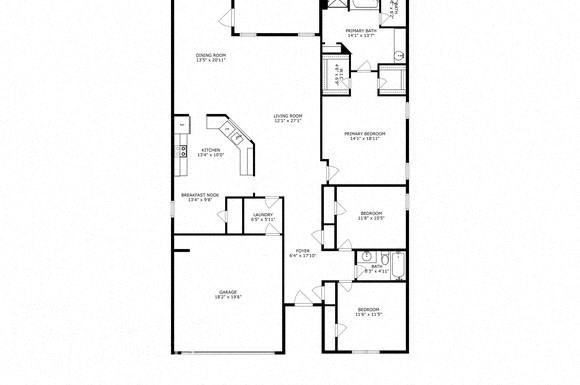 the floor plan of the house has bedrooms and bathrooms