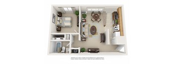 1 Bed 1 Bath Floor Plan at North Pointe Commons Apts, Pennsylvania