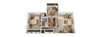 1 Bedroom Floor Plan at Deauville Park Apartments, Pennsylvania