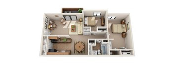 2 Bedroom Floor Plan at Deauville Park Apartments, Monroeville, PA, 15146