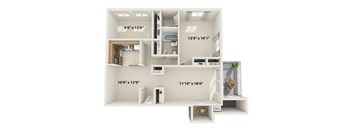 Two Bedroom Floor Plan at Lavale Apartments, Monroeville, Pennsylvania