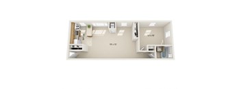 1 Bed 1 Bath Floor Plan at Pacific Highlands Apartments, Natrona Heights, PA, 15065