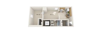 One Bedroom Floor Plan at Pacific Highlands Apartments, Pennsylvania, 15065